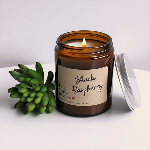 Artisan Soy Candle | BLACK RASPBERRY | Amber Glass Jar | 2 SIZES