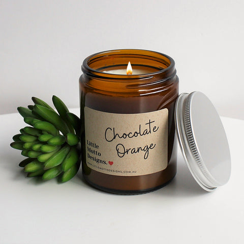 Artisan Soy Candle | CHOCOLATE ORANGE | Amber Glass Jar | 2 SIZES