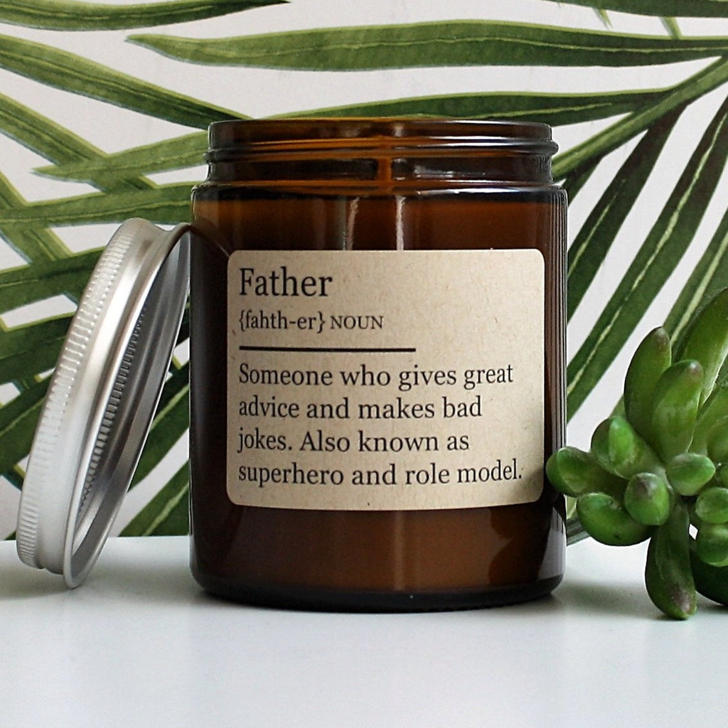 Design Your Own  | FATHER'S DAY | DICTIONARY | Personalised | Custom | Amber Glass | Soy Candle Jar