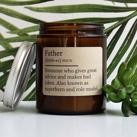 Design Your Own  | FATHER'S DAY | DICTIONARY | Personalised | Custom | Amber Glass | Soy Candle Jar