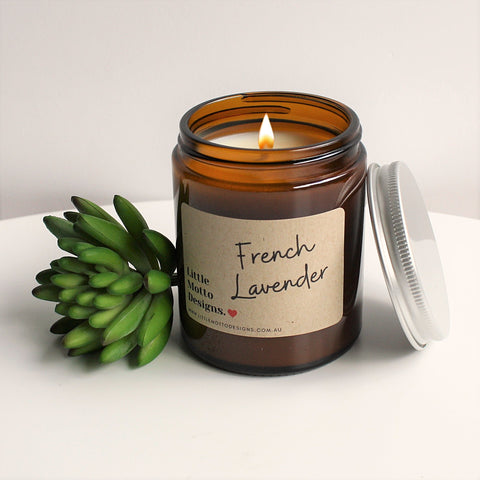 Artisan Soy Candle | FRENCH LAVENDER | Amber Glass Jar | 2 SIZES