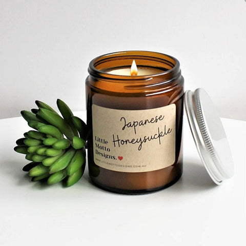 Artisan Soy Candle | JAPANESE HONEYSUCKLE | Amber Glass Jar | 2 SIZES