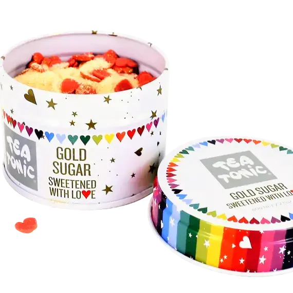 TEA TONIC | Travel Tin | Gold Sparkle Sugar HEARTS