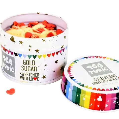 TEA TONIC | Travel Tin | Gold Sparkle Sugar HEARTS