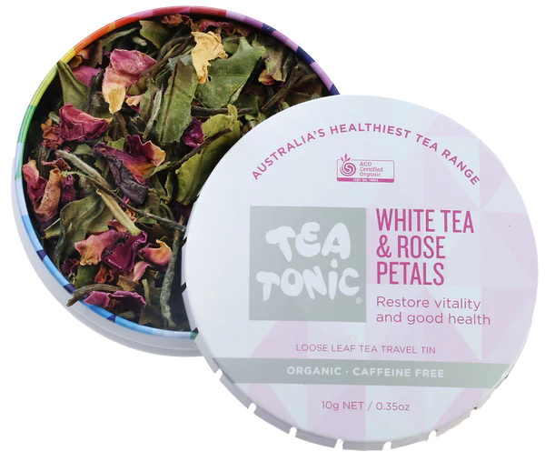 TEA TONIC | Travel Tin Loose Leaf Tea | White Tea & Rose Petals