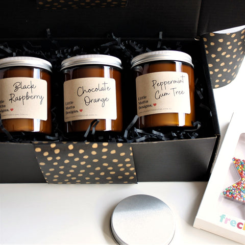 ECO WARRIOR Custom Hamper | PERSONALISED | Soy Candle 3pk | Birthday | Thank You | Thinking of You
