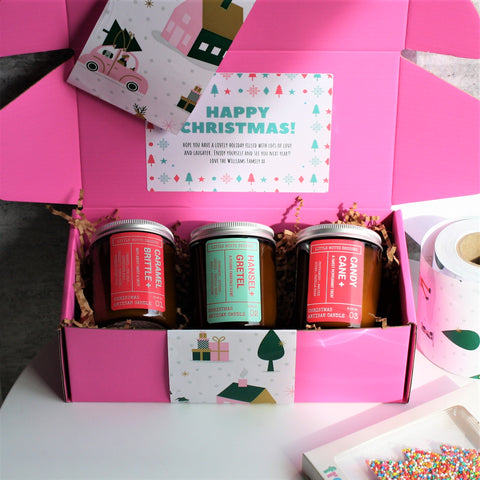 CHRISTMAS Custom Hamper | PERSONALISED | Soy Candle 3pk |  PINK | Limited Edition | Xmas