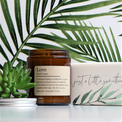 LOVE | Custom | DICTIONARY MEANING | Amber | Soy Candle Jar | Personalised | Definition | Valentine's Day