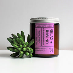 Artisan Soy Candle | RELAX & UNWIND | Amber Glass Jar | Everyday Brights | Fragranced Candle