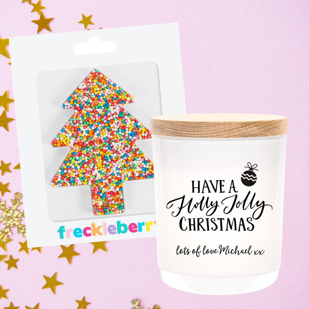 Christmas | Personalised | HOLLY JOLLY | Boxed Soy Candle | Xmas | New Year | Gift