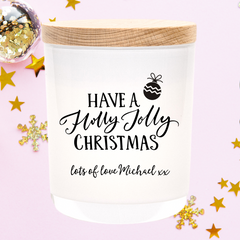 Christmas | Personalised | HOLLY JOLLY | Boxed Soy Candle | Xmas | New Year | Gift