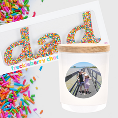 Personalised Photo Candle - Father's Day, Freckleberry Chocolate, Gift Hamper